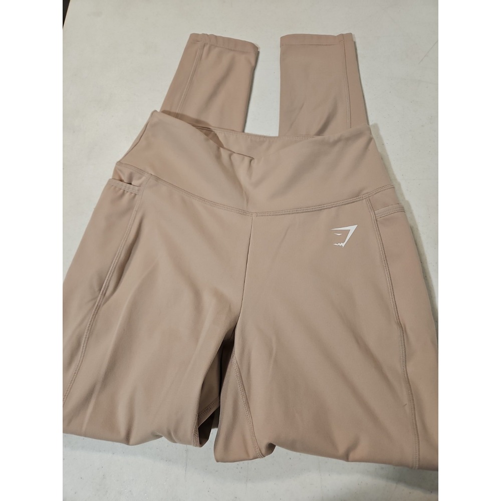Gymshark Dreamy Leggings Womens Medium 27Wx28I Taupe Pockets Butter Soft (1939